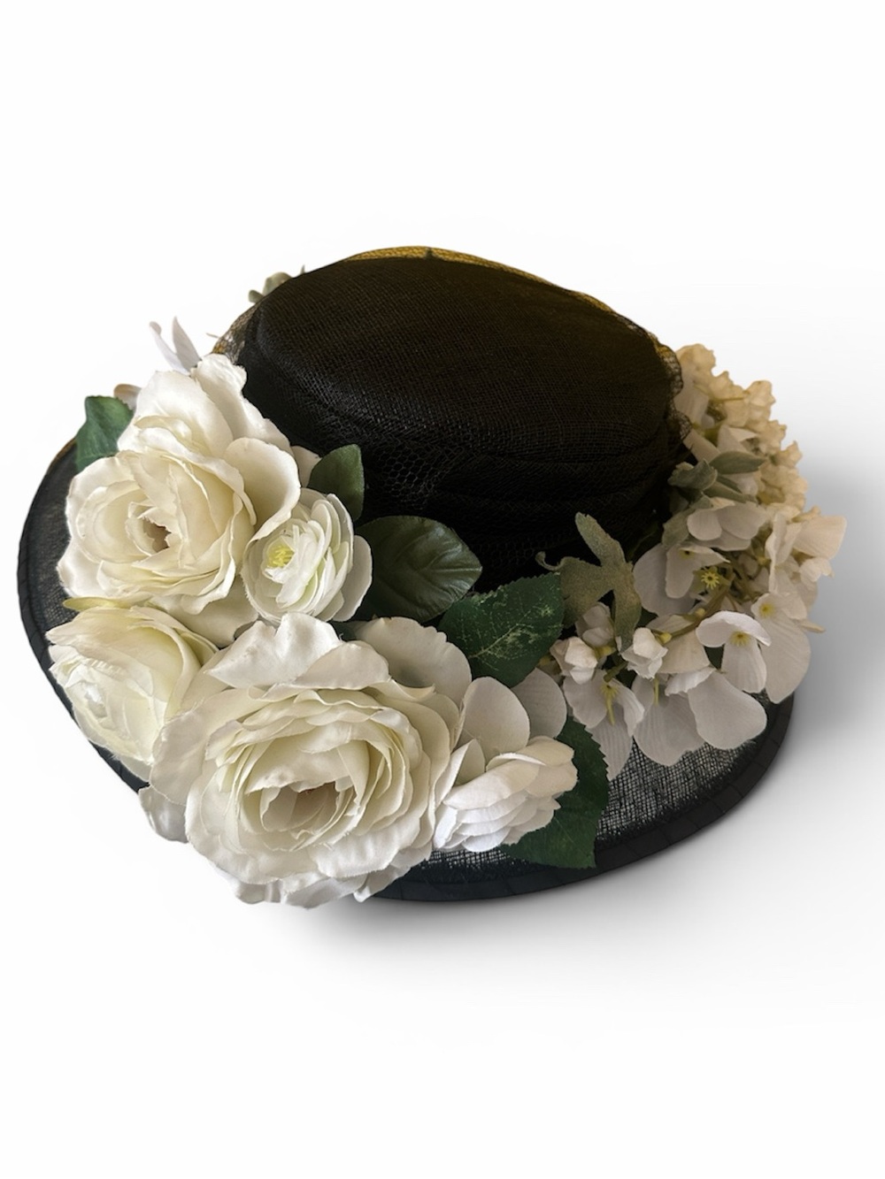Laplein Vintage-style Black Sinamay Floral Wide-Brim Women's Hat Wedding Derby - Picture 1 of 16